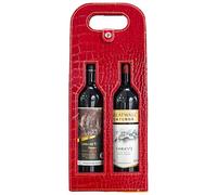 WNDUOKXH Elegante borsa per vino in pelle per gli appassionati di vino in viaggio, pieghevole, portatile, scatola per vino rosso in PU, rosso