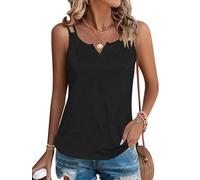 WNEEDU Donna Canotta Bretelle T Shirt Senza Maniche con Spalline Sottili con Scollo a V 2024 Negro S