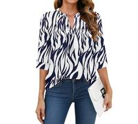 WNEEDU Maglietta Donna a Manica 3/4 Scollo V - T-Shirt Basic Eleganti Top | Camicetta Maniche a Tre Quarti,Tessuto Leggero e Traspirante,Vestibilità Rilassata Confortevole,Indossabile Tutto l'anno