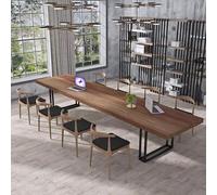 WNGJZZYC Tavolo Ufficio in Stile Industriale, Tavolo da Conferenza in Legno Massello, Gambe in Metallo, può Ospitare Fino a 10 Persone, Noce, Facile da Montare(120x60x75x8cm/47x24x30x3in)
