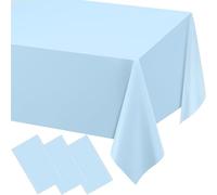 WNINK Confezione da 3 tovaglie rettangolari in plastica blu chiaro, usa e getta, 137,2 x 274,3 cm, per baby shower, compleanni, addio al nubilato, feste di fidanzamento e matrimoni