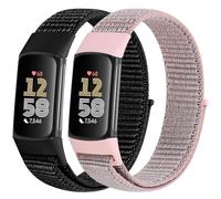 WNIPH 2 cinturini in nylon compatibili con Fitbit Charge 6/Fitbit Charge 5, morbidi e confortevoli, traspiranti e senza cuciture per uomini e donne