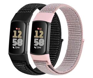 WNIPH 2 cinturini in nylon compatibili con Fitbit Charge 6/Fitbit Charge 5, morbidi e confortevoli, traspiranti e senza cuciture per uomini e donne