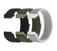 WNIPH 3 cinturini in nylon per orologio, compatibili con 18 mm, 19 mm, 20 mm, 22 mm, 24 mm, traspiranti, morbidi e confortevoli per uomini e donne, Nero scuro+Verde militare+Shell, 22mm, striscia