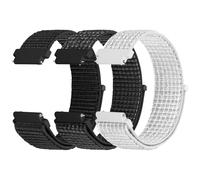 WNIPH 3 cinturini in nylon per orologio, compatibili con 18 mm, 19 mm, 20 mm, 22 mm, 24 mm, traspiranti, morbidi e confortevoli per uomini e donne, Nero scuro+Nero riflettente+Bianco riflettente, 22mm