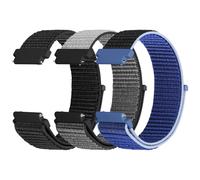 WNIPH 3 cinturini in nylon per orologio, compatibili con 18 mm, 19 mm, 20 mm, 22 mm, 24 mm, traspiranti, morbidi e confortevoli per uomini e donne, Nero scuro+Grigio ancor Nuovo blu mezzanotte, 22mm