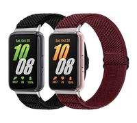 WNIPH Cinturino elastico in nylon compatibile con Samsung Galaxy Fit 3 per uomini e donne, cinturino di ricambio sportivo elastico morbido e regolabile solo loop per Samsung Galaxy Fit 3, Nero + Rosso