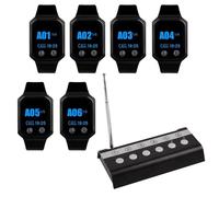 WNKRUN Sistema di Chiamata Wireless camerieri, cercapersone di Cucina, Personale di Sala e Chef. Notifica con Un Solo Pulsante per i camerieri Che devono (6 ricevitori + 1 trasmettitore L6).