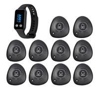 WNKRUN Sistema di chiamata wireless per camerieri per ristoranti e uffici, ricevitore wireless da polso con 1 cercapersone da orologio impermeabile e 5 pulsanti di chiamata (200VT+M2)