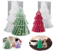 WnlahuWA 2 Pezzi Stampo Candela Albero di Natale 3D, Stampo per Candele Natalizie 3D, Stampi per Candele a Forma di Albero di Natale, Natale Stampo in Silicone per Albero, per Aromaterapia, Sapone