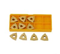 WNMG080404 Inserti indicizzabili in carburo per portautensili per tornio - Inserti in acciaio rivestito in oro, 16,5 x 5 mm, diametro del foro 4,8 mm, 10 pezzi con scatola portaoggetti