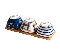 Wnota Set di bottiglie di condimento in ceramica, set di serbatoi di zucchero, zuccheriera con coperchio, pentola di condimento per la casa, barattoli di spezie