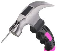 Wnqou 8oz Claw Hammer - Mini martello da campeggio a faccia liscia con magnete, rosa