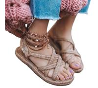 WNRLL Donna Sandali Stagger Corda di Canapa Stile Gladiatore da Spiaggia Estivi Sandali in Corda di Canapa Sandali con Cinturini Incrociati Ciabatte Scarpe di Paglia,A,CN 41