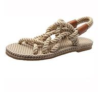 WNRLL Donna Sandali Stagger Corda di Canapa Stile Gladiatore da Spiaggia Estivi Sandali in Corda di Canapa Ciabatte Scarpe di Paglia,A,CN 38