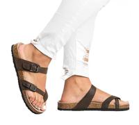 WNRLL Orthotic Infradito Sandali Donna Pantofole Sughero Footbed Sandali Slide Fibbia T-Strap Piattaforma Flip Flop Scarpe Moda L'Estate,B,CN40