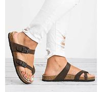 WNRLL Orthotic Infradito Sandali Donna Pantofole Sughero Footbed Sandali Slide Fibbia T-Strap Piattaforma Flip Flop Scarpe Moda L'Estate,B,CN39