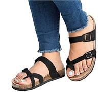 WNRLL Orthotic Infradito Sandali Donna Pantofole Sughero Footbed Sandali Slide Fibbia T-Strap Piattaforma Flip Flop Scarpe Moda L'Estate,C,CN37