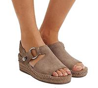 WNRLL Sandali con Zeppa in Corda di Canapa Sandali Femminili Estivi Sandali con Zeppa Impermeabili con Zeppa,A,CN 36