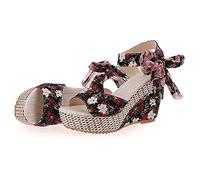 WNRLL Sandali Donna con Zeppa Estive Scarpe Sandali Sandali Piatti Infradito Comodi Fiori Spiaggia Scarpe,C,CN38