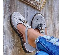 WNRLL Sandali Donna Piattaforma Tacco Comode Moda Estate Chiuse Davanti Nappa Piatto Sandalo Scarpe,A,CN36