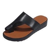 WNRLL Sandali Donna PU Pelle Orthotic Comode Traspirante Equilibrio Sandali Tacco Scarpe con Zeppa per Summer Beach Shoes Scarpe,A,CN40