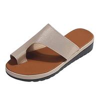 WNRLL Sandali Donna PU Pelle Orthotic Comode Traspirante Equilibrio Sandali Tacco Scarpe con Zeppa per Summer Beach Shoes Scarpe,D,CN40