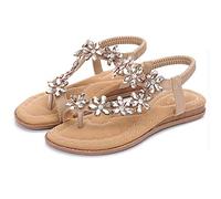 WNRLL Sandali Piatti da Donna da Estate Fiore Flip Flop Spiaggia Estivi Scarpe Casual Open Toe Tacco Piatto Scarpe,A,CN40
