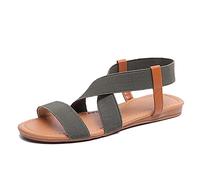 WNRLL Sandalo Punta Aperta Piatta Scarpe Casual Banda Elastica Incrociata Cinturino Sandali da Donna Estivi Scarpe,A,CN 38