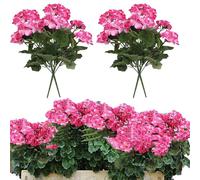 Wnvivi 6 Pezzi 36 Cm Bouquet di Fiori di Geranio Artificiale, Rami di Composizione Floreale di Gerani di Seta Finti, Cespugli di Fiori di Begonia Finti per la Decorazione Domestica(Rosa)