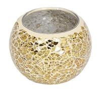 Wnvivi Portacandele in Mosaico d'oro, Portacandele Tealight, Portacandele Votive in Vetro, Candelieri in Stile Europeo per Feste in Casa Anniversari Decorazione