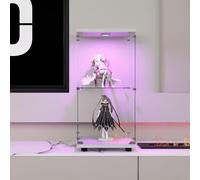 Wnvivi Vetrina LED in vetro, 2 ripiani, 86 x 40 x 36 cm, collezione vetrina con porta e serratura, vetrina in vetro su piedistallo, vetrina con LED, per camera da letto, soggiorno (bianco)