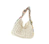 WNXGNHO Borsa da spiaggia da donna all'uncinetto con fiori traforati a tracolla, borsa a tracolla lavorata a maglia, per tutti i giorni, da spiaggia, con fiori lavorati a maglia, borsa, Beige, One