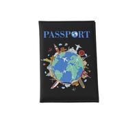 WNXGNHO Copertine per passaporti in pelle PU Stampa a colori Porta passaporti globali Coperture per carte di credito Accessori da viaggio per adulti Stampa a colori Copertura passaporto globale, Nero