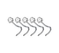 WNXGNHO Set di 5 piercing per naso in lega robusta con borchie a forma di L e cerchi con design CZ accessorio per un look elegante CZ naso pin