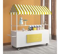 WNYAILLL Espositore for Bancarelle del Mercato con Tende da Sole, carrello per venditori all'aperto, per Cibo in Vendita, Gelato, Carretto Mobile, Espositore per Negozi(White,140*60*190cm)