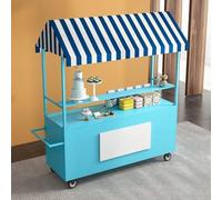 WNYAILLL Espositore for Bancarelle del Mercato con Tende da Sole, carrello per venditori all'aperto, per Cibo in Vendita, Gelato, Carretto Mobile, Espositore per Negozi(Blue,140*60*190cm)
