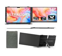 WNZO Estensore per schermo del computer portatile, 14 pollici, leggero e ultra sottile, 1080p IPS, monitor portatile, doppio monitor per lavoro remoto, viaggi d'affari, casa, ufficio, compatibile con