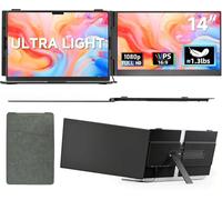 WNZO Estensore per schermo del computer portatile, 14 pollici, leggero e ultra sottile, 1080p IPS, monitor portatile, doppio monitor per lavoro remoto, viaggi d'affari, casa, ufficio, compatibile con