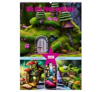 Wo die Feen wohnen (Wandkalender 2026 DIN A2 hoch), CALVENDO Monatskalender: Fantasy-Architektur aus der KI