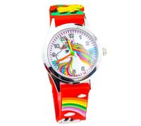 Wo Lady Classic Time Trendy Semplice Quadrante Cinturino in Silicone Cartoon Orologio per Bambini Carino Orologio da Polso, Rosso 85, misura unica