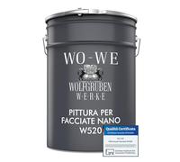 WO-WE Nano Vernice per Facciate Esterni Grigio luce sim. RAL7035 10L | Pittura Murale Idrorepellente, Coprente e Traspirante, Facile da Applicare e a Basso Odore, per Pareti, Intonaco e Pietra