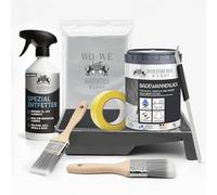 WO-WE Pittura per vasca da bagno - Set completo, vernice monocomponente: vasche in smalto, ceramica e acrilico - Bianco 1L