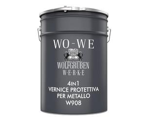 WO-WE Vernice Metallo 3 in 1 Smalto Antiruggine a solvente Ferro W908 Argento - 5L