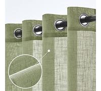 Woaboy 2 pezzi Tende di lino traslucido Tende moderne decorative a occhiello per il soggiorno e la camera da letto 140x280 cm Verde