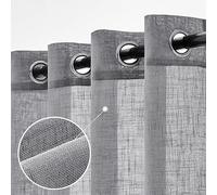Woaboy Tende per Interni Lino Traslucido Tende Moderne Decorative a Occhiello per Soggiorno Camera da Letto 2 Pezzi 140x280cm Gris Clair