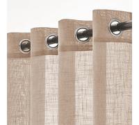 Woaboy Tende per Interni Lino Traslucido Tende Moderne Decorative a Occhiello per Soggiorno Camera da Letto 2 Pezzi 140x225cm Blé