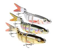 Woalopted Bass Esca Artificiale realistica, 3 Pezzi, per Acqua salata, Galleggiante, con Contenitore per Acqua, Fiume, Lago, Trota, Pesce persico