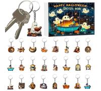 Woalopted Calendario Del Conto Alla Rovescia Per Halloween,Calendario Countdown Da 24 Giorni Con Ciondoli Per Halloween - 2D Acrilico Fantasma Decorazioni Scena | Per Astuccio, Borsa Scuola E Zaino