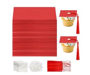 Woalopted Cupcake Toppers - Portacandele in carta per dessert e lavori a mano, decorazione per cupcake, per scuola, laurea, feste